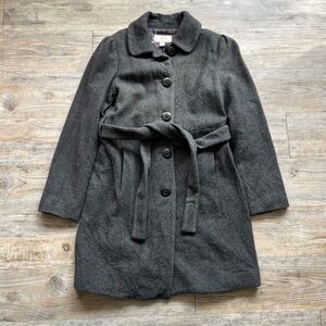 Pea Coat Wool Women's Small Dark Gray Vintage Merona White Stitching